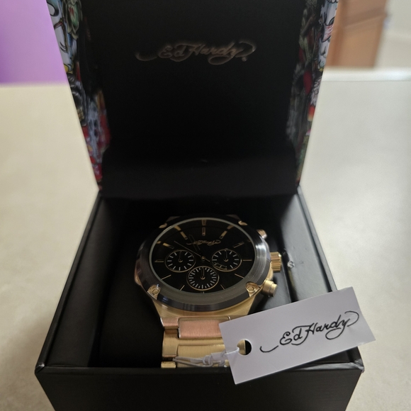 Ed Hardy Gold and Black Watch, Brand New in Box! - Picture 2 of 9
